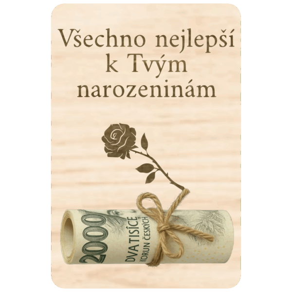 Destička na peníze – Růže k narozeninám