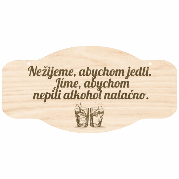 Cedulka s textem – Nežijeme abychom jedli
