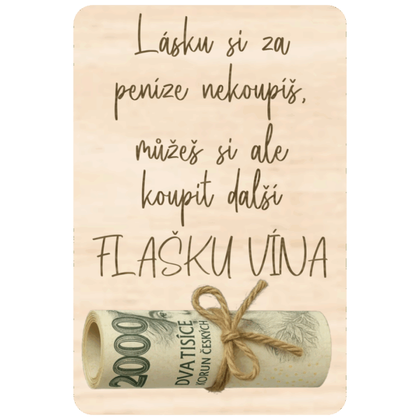 Destička na peníze – Flaška vína