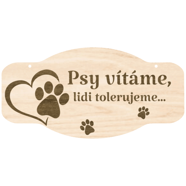 Cedulka s textem – Psy vítáme
