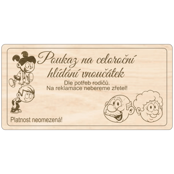 Poukaz na hlídání vnoučátek